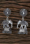 Beaded Elephant Style Jhumka Style Oxidized Earrings